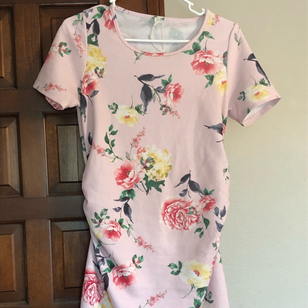 Pink blush floral baby shower dress